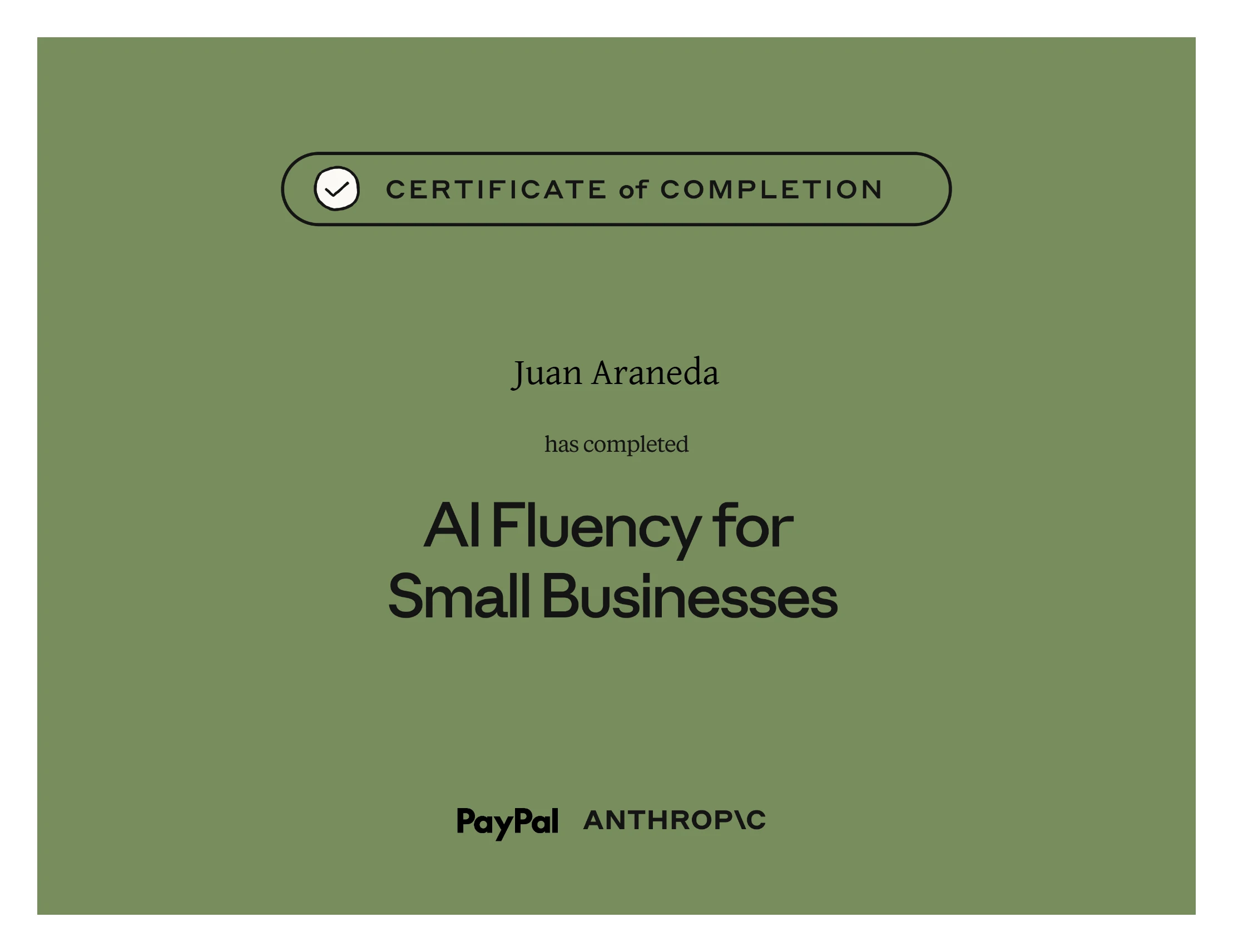 Certificado de Anthropic Academy: AI Fluency for Small Businesses